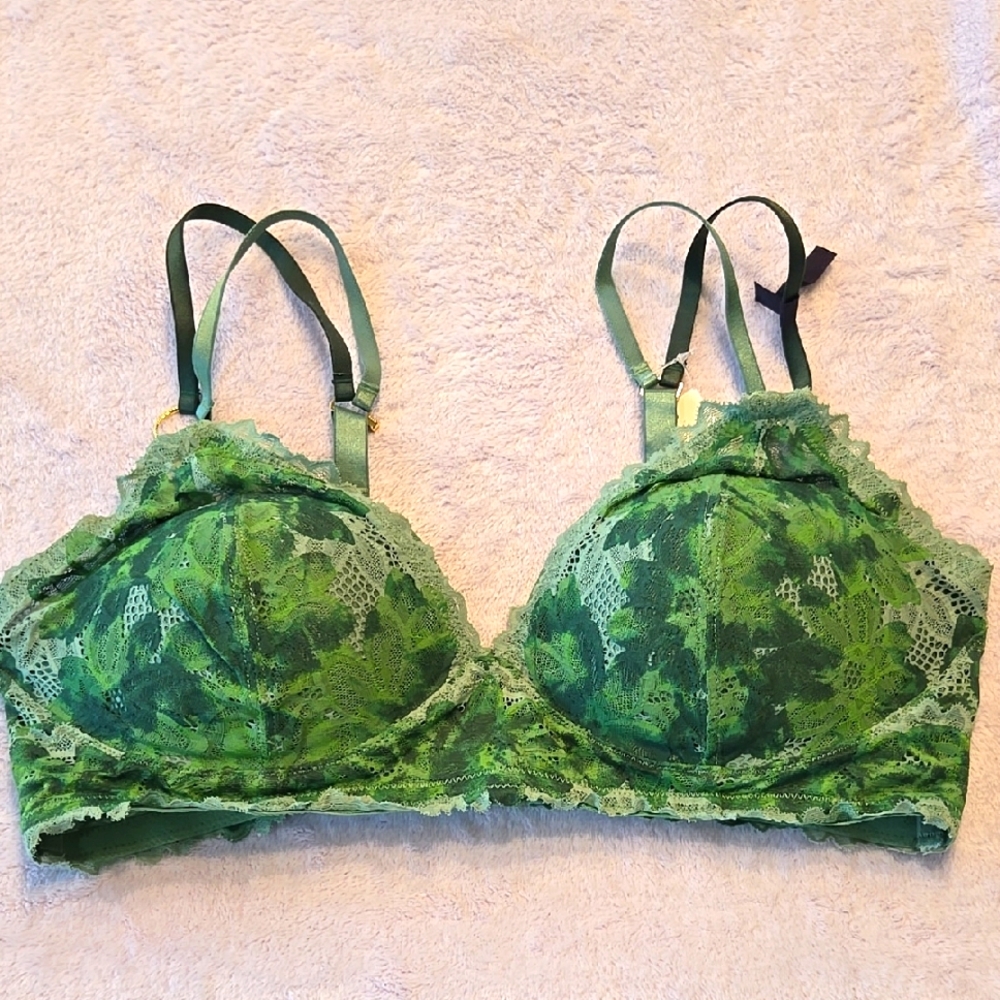 Aerie Green Lace Bralette with Adjustable Straps